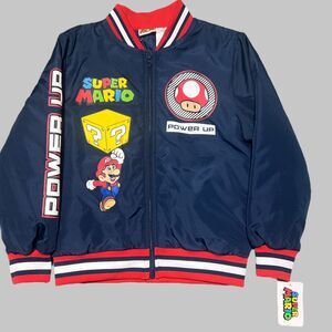 Super Mario Brothers Bomber Jacket Boys Size 8 Medium Blue NEW